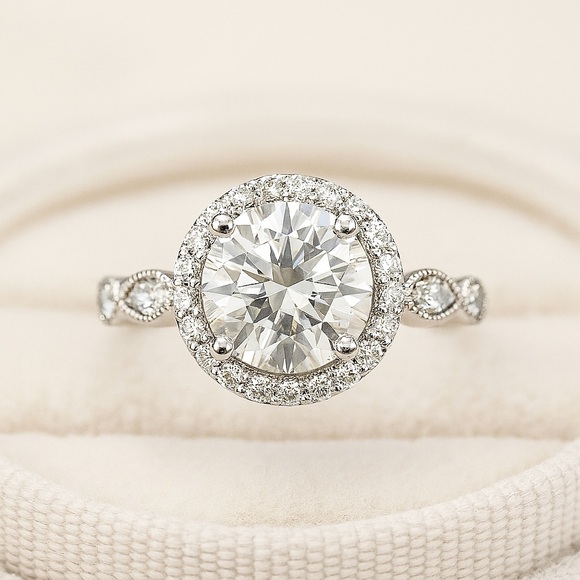 3ct with Halo & Art Deco band moissanite ring - Picture 12 of 12